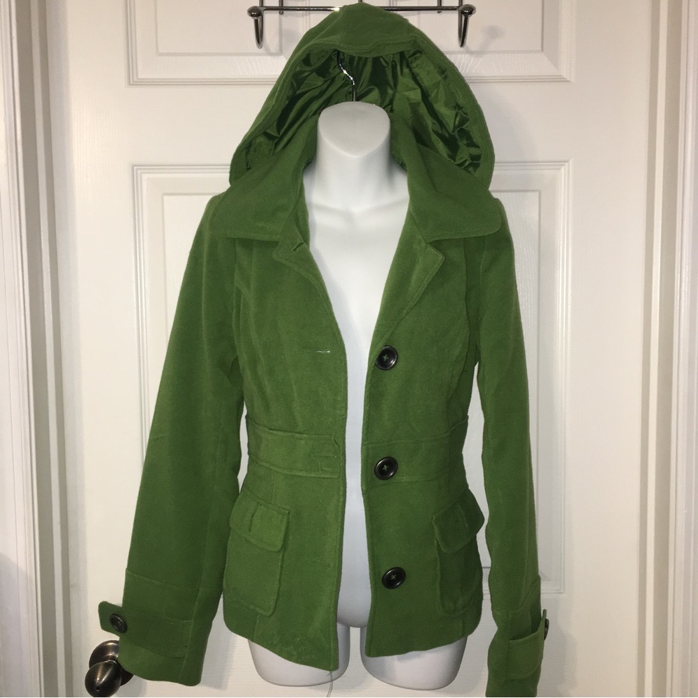 PacSun Olive Green Hooded Pea Coat